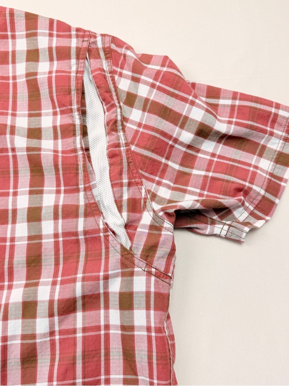 Timberland PRO Men's Red and Brown Plaid Short-Sleeve Button-Up Shirt - Picture 6 of 10